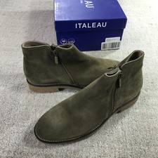 Italea Boots Womens 10.5 41 Foliana Ankle Bootie Waterproof Suede Side Zip Green
