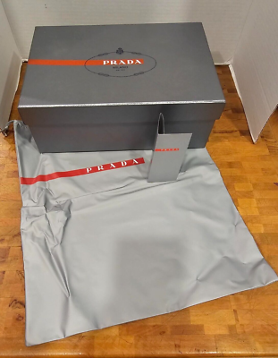 Prada Milano Silver Empty Designer Shoe Box w/ dust bag care card