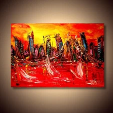 NEW YORK  by Mark Kazav Original Oil Painting Wall  Impressionism H90E0T9YJ