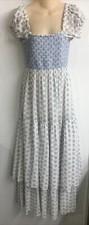 Love Shack Fancy Maxi Dress Gingham Bust Sleeveless Tiered Blue Floral XS