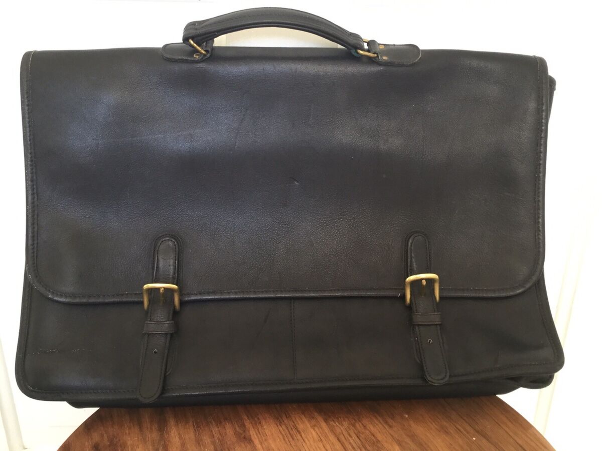 Vintage Coach Black Leather Briefcase Satchel Bag One Owner Vintage Coach Black Leather Briefcase Satchel Bag One Owner