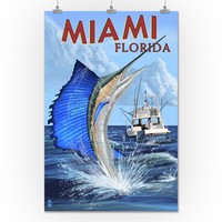 Miami, Fl - Deep Sea Fishing - Lp Artwork (24x36 Giclee Print) Miami, Fl - Deep Sea Fishing - Lp Artwork (24x36 Giclee Print)