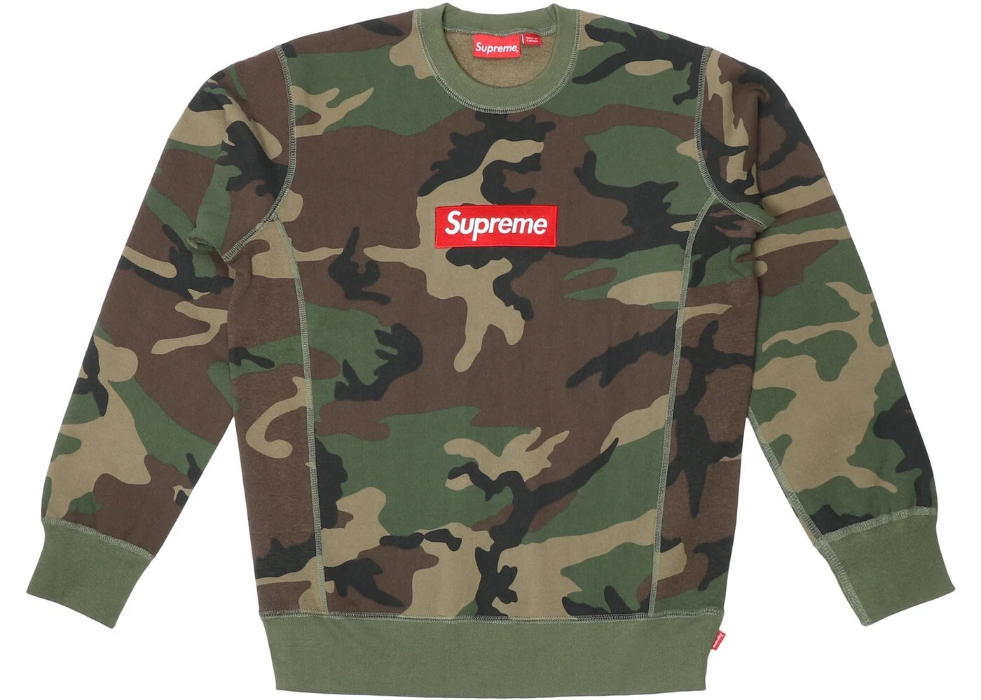 Nouveau pull camouflage à capuche FW15 Supreme Box logo Crewneck Woodland taille moyenne M