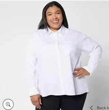 Attitudes by Renee Woven Button Front w/ Pleated Cuffs Shirt White PXXS A657904