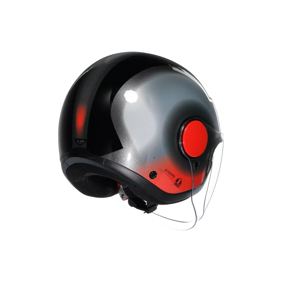 Casque Moto AGV Jet Eteres Levanto Noir Argent Rouge Visiera Parasole - Photo 3/4