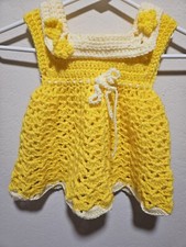 Crocheted 3 To 6 Month Baby Dress, Easy Care Machine Wash
