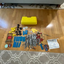 Vintage Gabriel Erector Set Lot Parts Yellow Case Instructions Building Toy