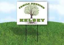 KELSEY FAMILY REUNION GR TREE 18 in x24 in Yard Sign Road Sign with Stand