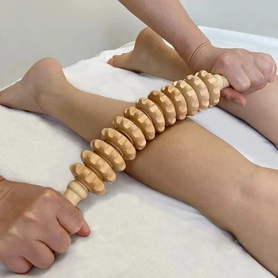 1pc 12 Rollers Handheld Wooden Massager for Trigger Point Therapy, Cellulite