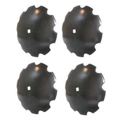 4 Pack Aftermarket Notched Disc Harrow Blades 16'' fits 1'' x 1 1/8'' Square Axle