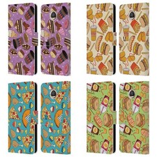 FUNDA LIBRO DE CUERO HEAD CASE DESIGNS PATRONES DE COMIDA RÁPIDA PARA TELÉFONOS MOTOROLA