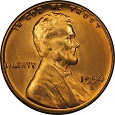 1954-S Lincoln Cent "BIE" LDB4-1954-003A 4FL+ Error Die Chip BU RED