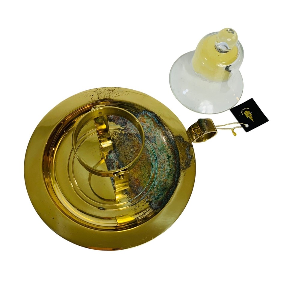 Partylite Brass Gimbal Candle Holder Nautical Patina Wall Sconce Table