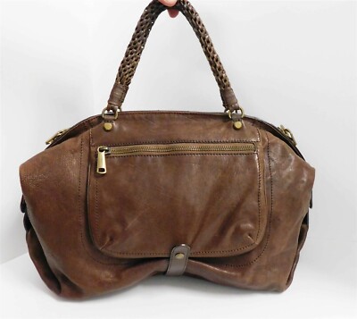 Gryson Olivia Brown Distressed Glazed Leather X-Large Satchel Bag