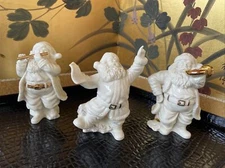 Vintage LENOX Santa Claus Playing Flute and French Horn Set of 3