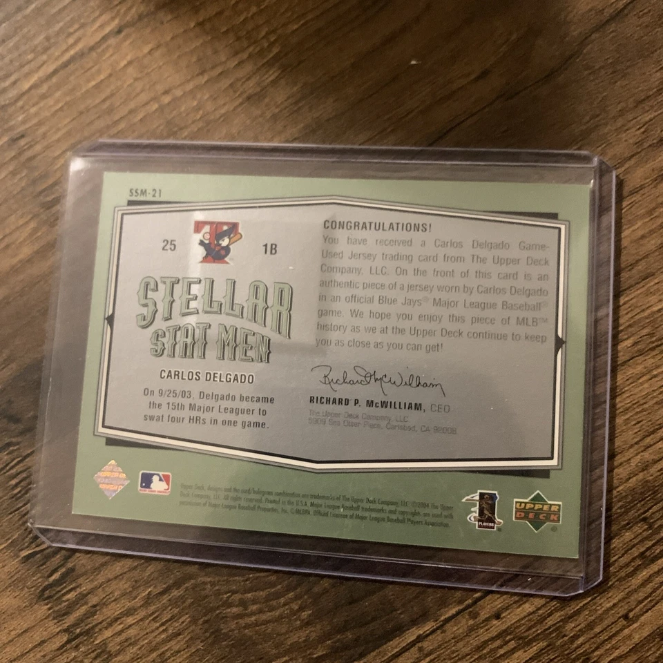 2004 Upper Deck Vintage Carlos Delgado Game Jersey Card In Top Loader - Image 3 of 3