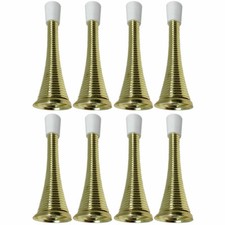 8ct Spring Door Stop 3" Heavy Duty Stopper Steel w/ Plastic Bumper, Brass Plated