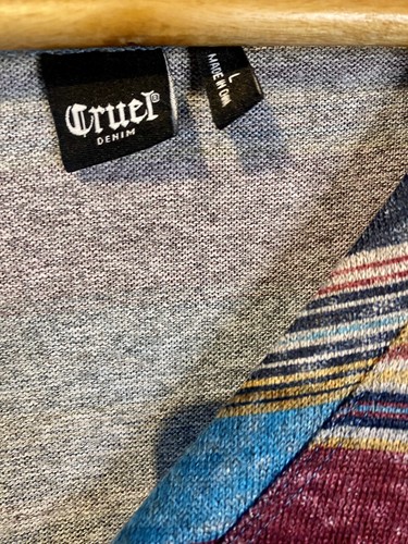 Cruel Denim Women's Long Sleeve Shirt Sweater Striped Buttons Tie Waist Large - Picture 3 of 5