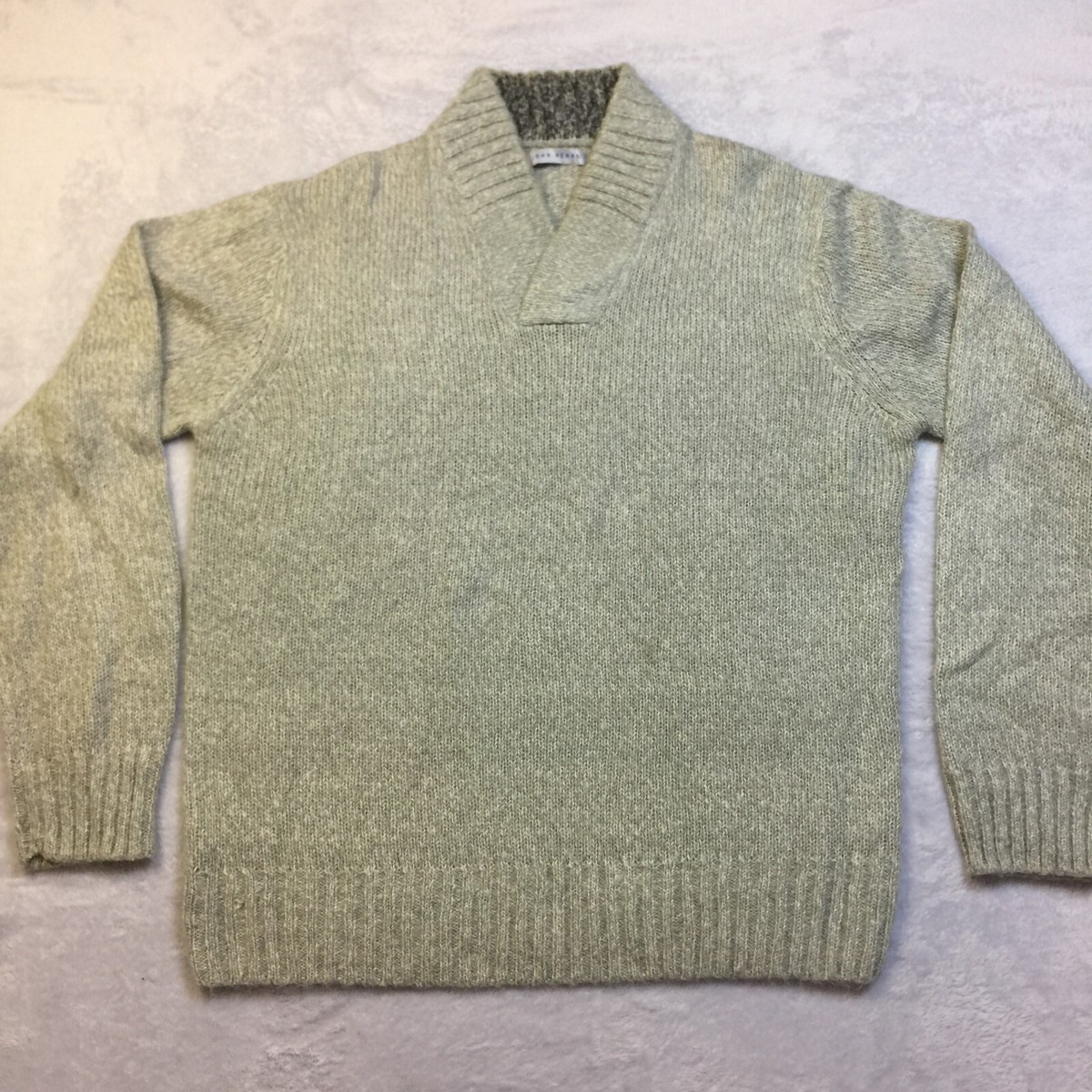 V.HENRY NECK VALLAD Ｌ John Henry Sweater Mens Size M Gray Shawl V-neck Collared Pullover