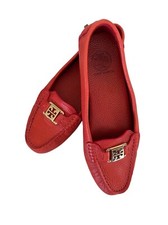 NWOB Tory Burch Kendrick Tumble Leather Orange Flats Loafers W/dustbag Women s 8