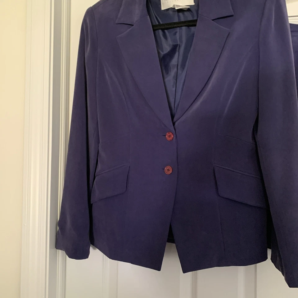 Conjunto de 8 blazeres morados falda mujer 100 % seda colección Hugo Buscati vintage Foto 2 de 4