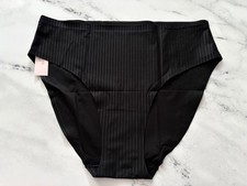 Victoria's Secret Bikini Panty Flex Mid Rise Shadow Stripe Black Nwt