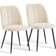 2/4/6 Velvet Suede Dining Chairs Upholstered seat with Metal Legs Kitchen Chairs