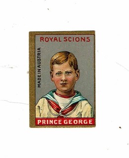 1 Old Austria c1900s matchbox label Royal Scions Prince George size 50x34mm