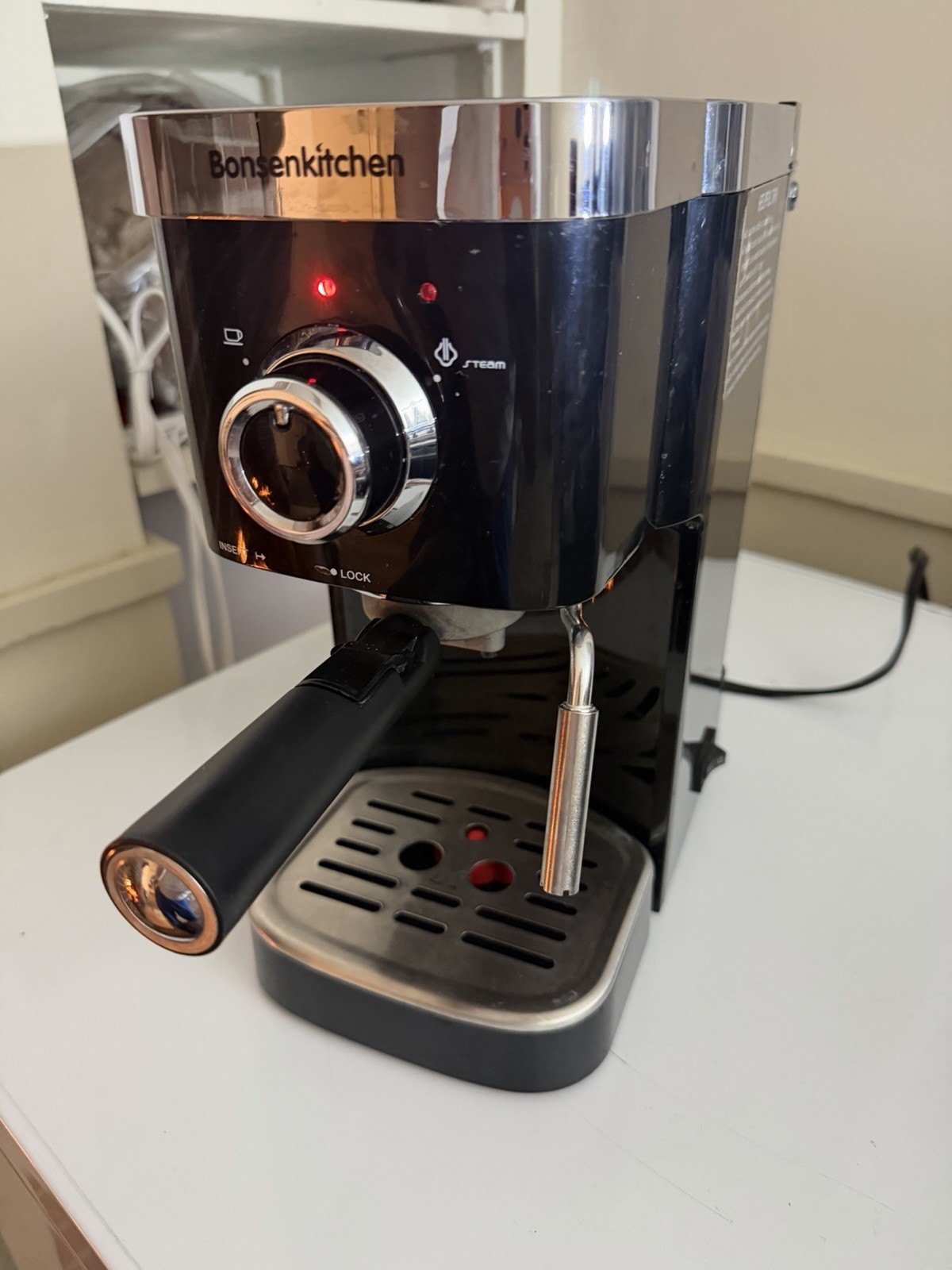 Bonsenkitchen CM8001 20 Bar 1350W Espresso Machine Black Stainless Steel (used)