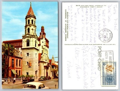 Old Roman Catholic Cathedral St. Augustine FL 1965 Curteichcolor Postcard