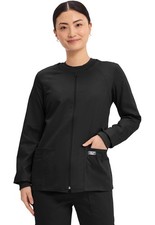 Cherokee Women's Workwear Core Stretch Warm Up Scrubs Jacket, Black, XLarge