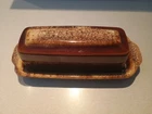 Vintage Hull Pottery Brown Drip Glaze Butter Dish USA OvenProof Kitchenware 60's