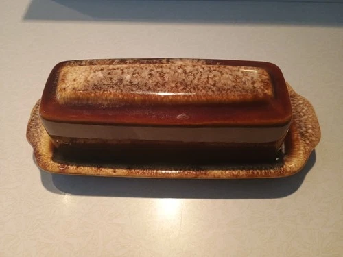 Vintage Hull Pottery Brown Drip Glaze Butter Dish USA OvenProof Kitchenware 60's