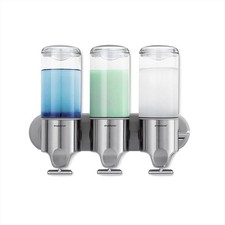 simplehuman BT1029 444ml triple wall mounted soap dispenser, brushed steel