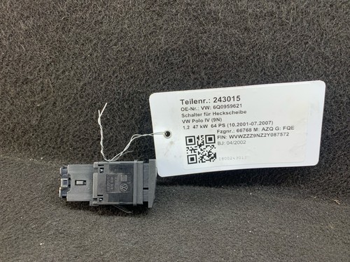 243015 Schalter für Heckscheibe VW Polo IV (9N, 9A) 6Q0959621 1.2