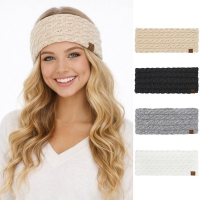 C.C Women Winter Warm Soft Pearl Embellishments Head Wrap Winter Headband