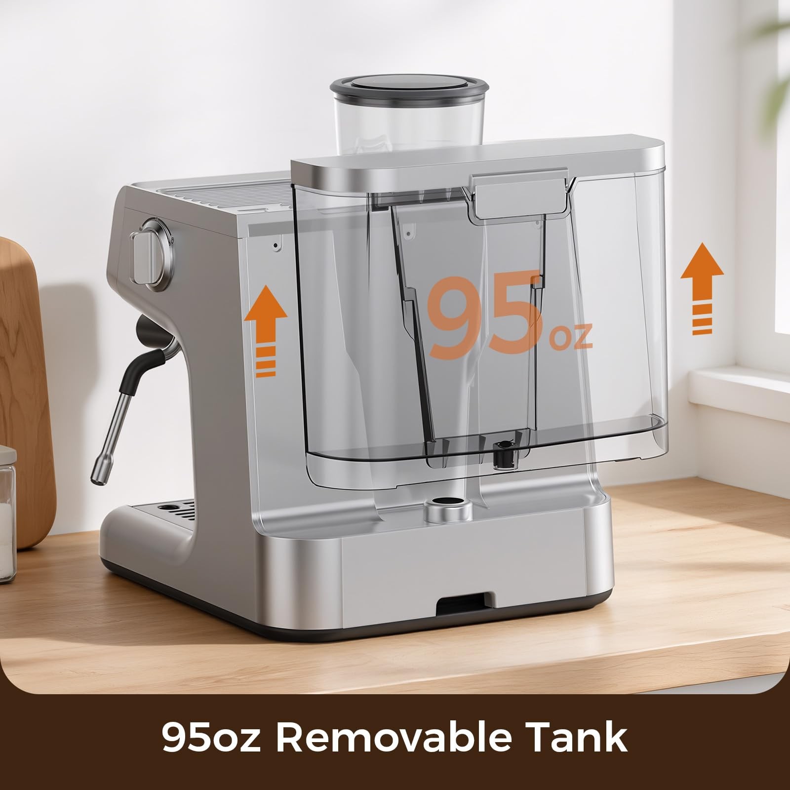 Electactic 15 Bar Espresso Machine with Grinder & Milk Frother, 58mm Expresso alternate view 4