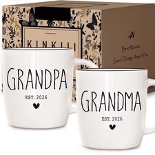 Promoted To Grandparents 2026 Mug Set, Grandma And Grandpa 2026 Ceramic Mugs,...