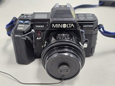 Minolta Maxxum 7000 AF 35mm Camera w 50mm f/1.7 Lens Leather Case TESTED WORKING