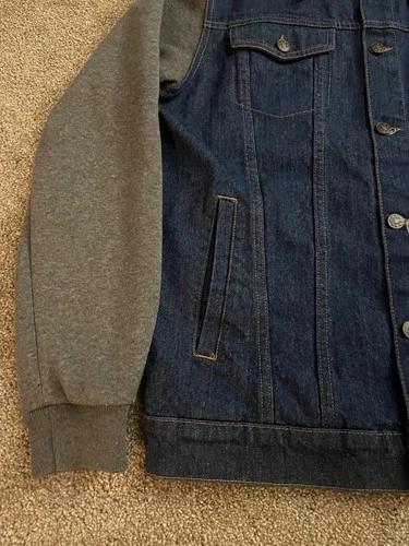 Original Deluxe Supply Denim Jacket with Gray Hood and Sleeves image 3
