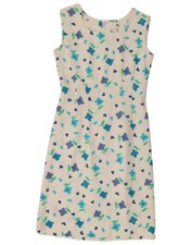 Vintage Womens Sleeveless Sheath Dress UK 12 Medium White Floral AJ16