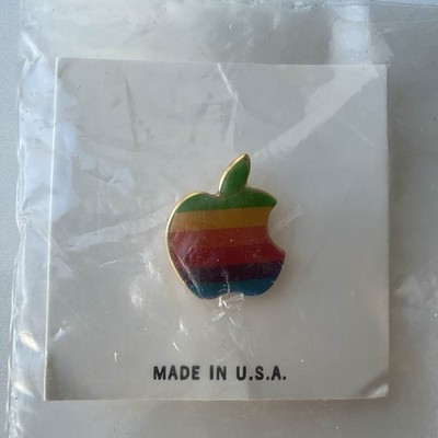 [ビンテージ]1980s Appleピンバッジ他グッズ Vintage 1980s Rainbow Apple Logo Lapel Pin NOS Sealed Made in USA