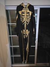 Tipsy Elves Halloween Skeleton Costume Black  Gold One Piece XL
