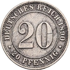 Deutsches Reich, 20 Pfennig, 1890 A