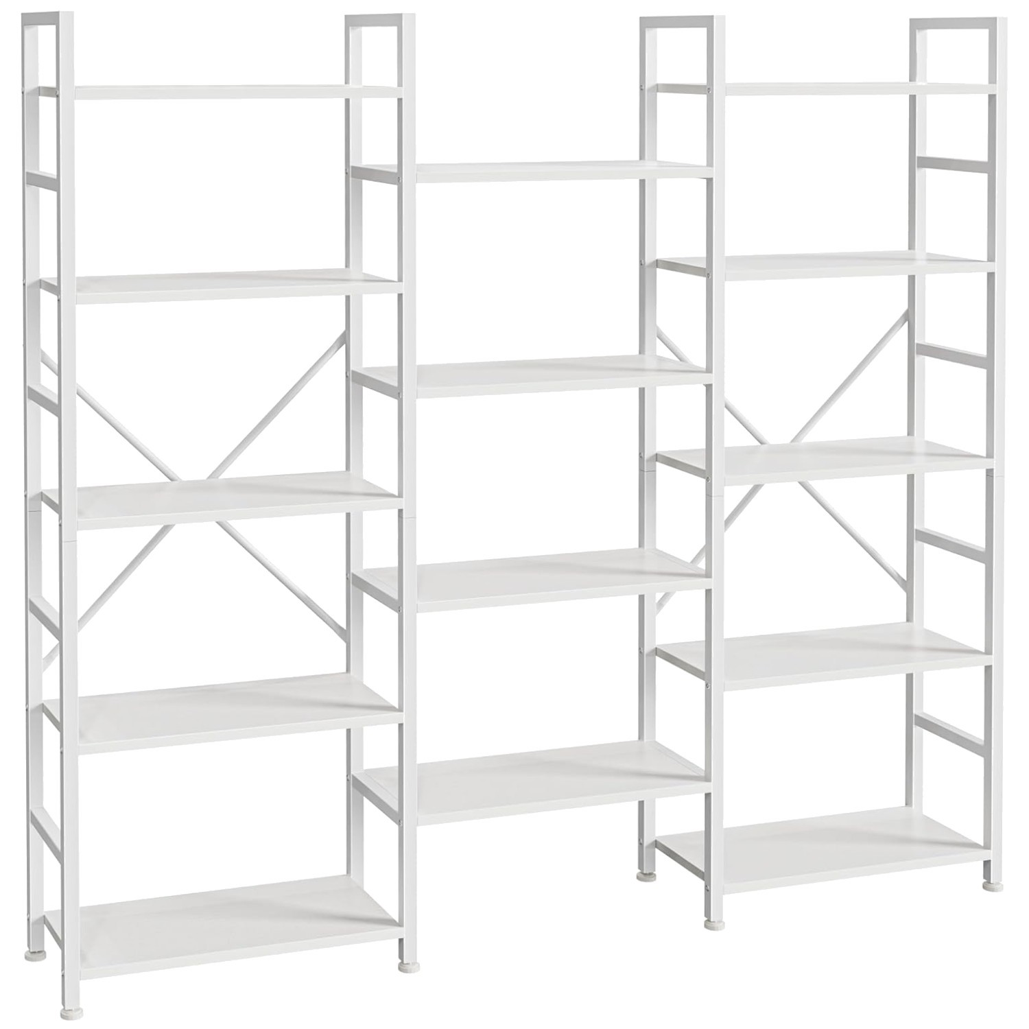Versatile 59.4'' White 5-Tier Bookcase with Adjustable Shelves & 70lb Capacity