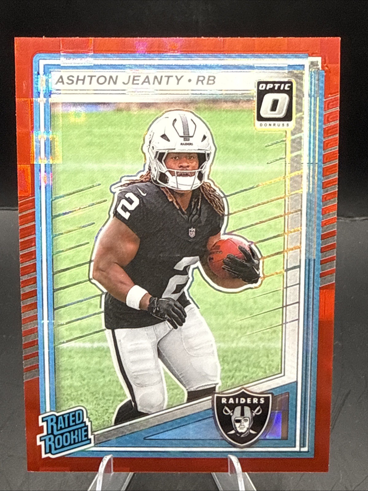 2025 Panini Donruss Rated Rookie Ashton Jeanty #305 Optic Preview Red Pandora