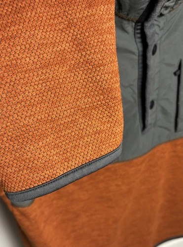 GH Bass & Co For Hard Service Fleece Pullover Orange Gray Snap Jacket Mens L image 4