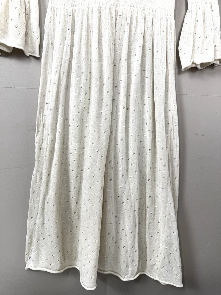Qi Ivory Silk Linen Sheer Dress Peasant Fairycore Ethereal Princess Renaissance - Image 4 of 4