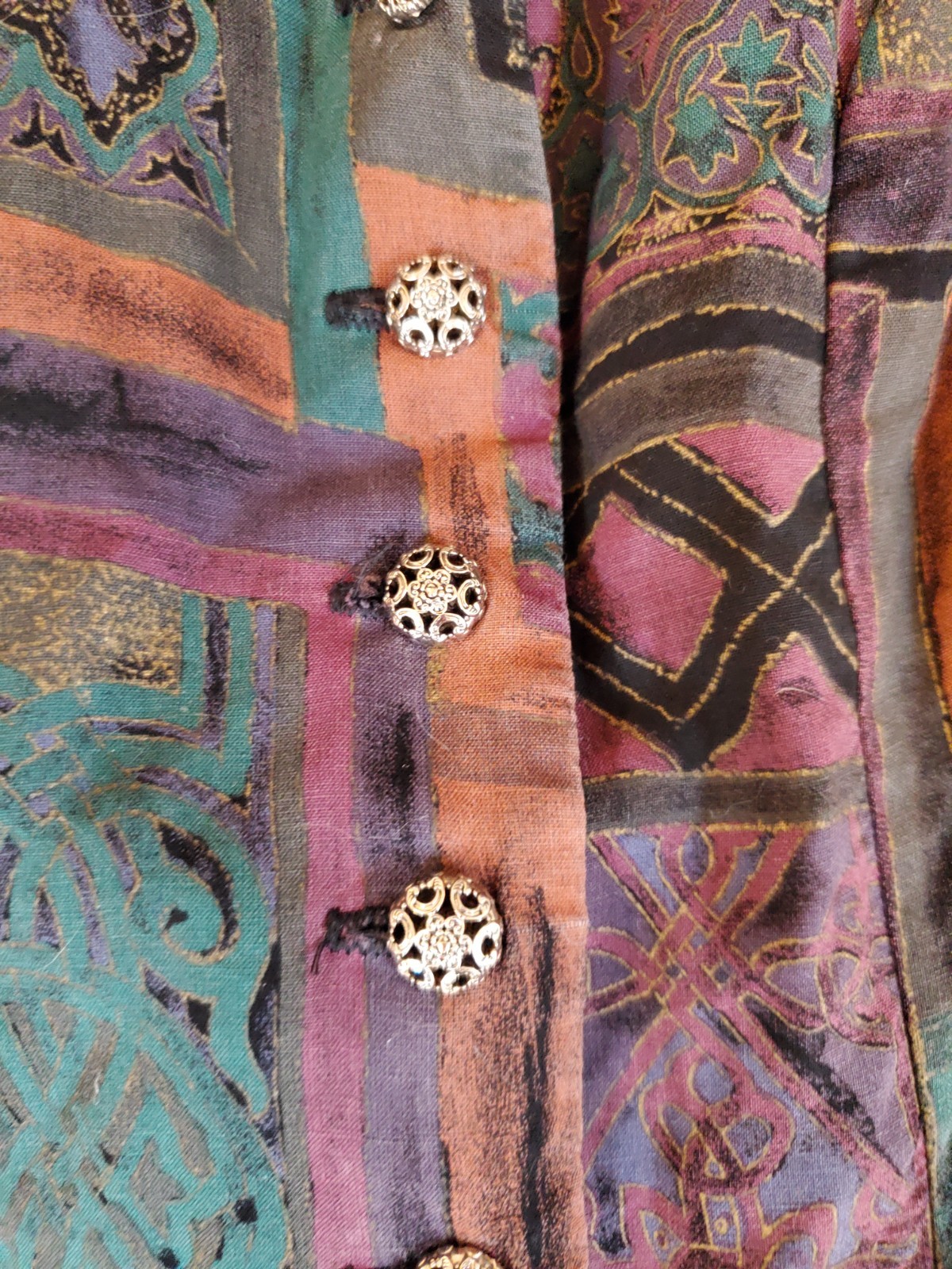 patterned multi colored boho jumpsuit size medium - image 3