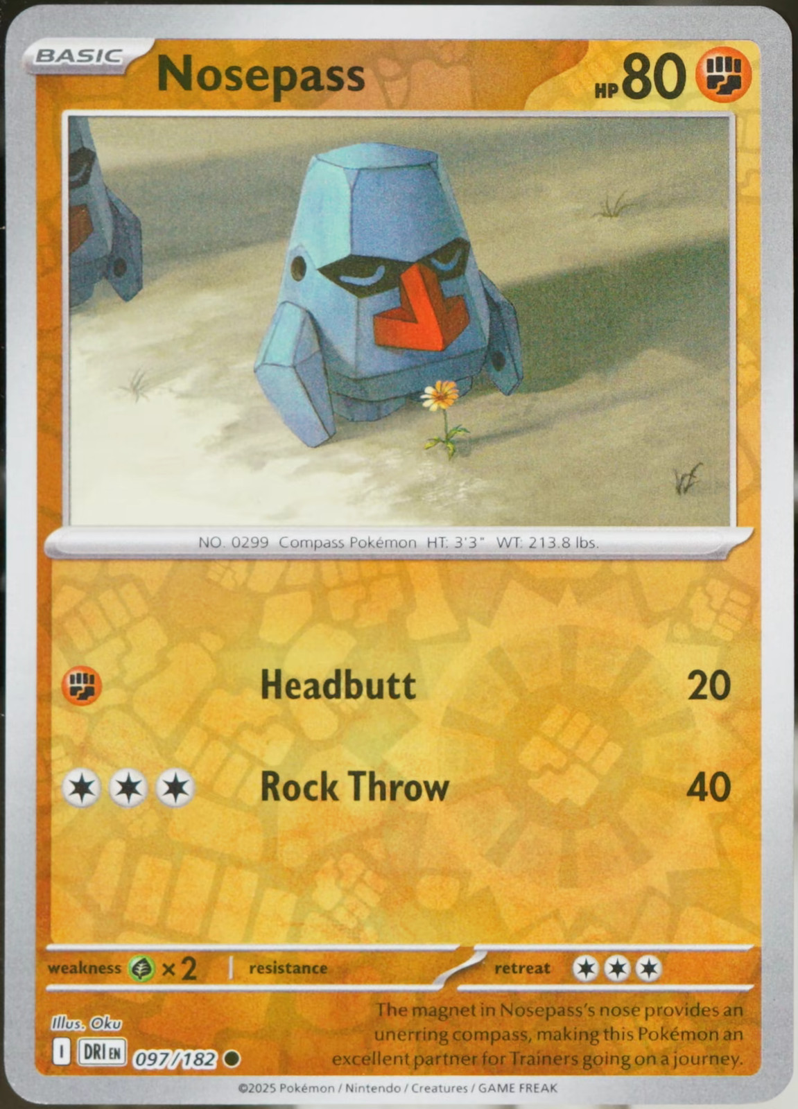Destined Rivals #97 Nosepass Reverse Holofoil Pokemon NM